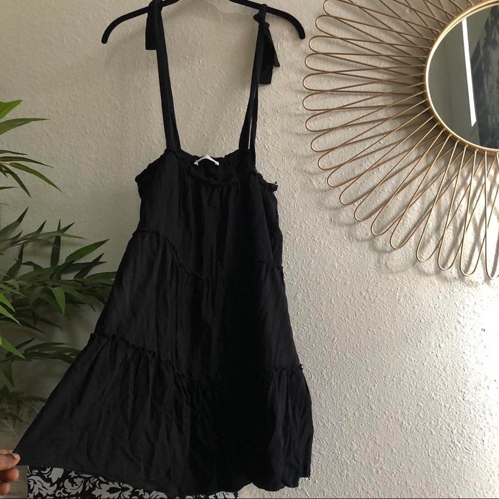 Black tiered babydoll mini dress pinafore suspenders gothic victorian whimsygoth